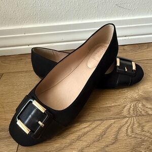 Elegant Black Buckle Flats Sz 7